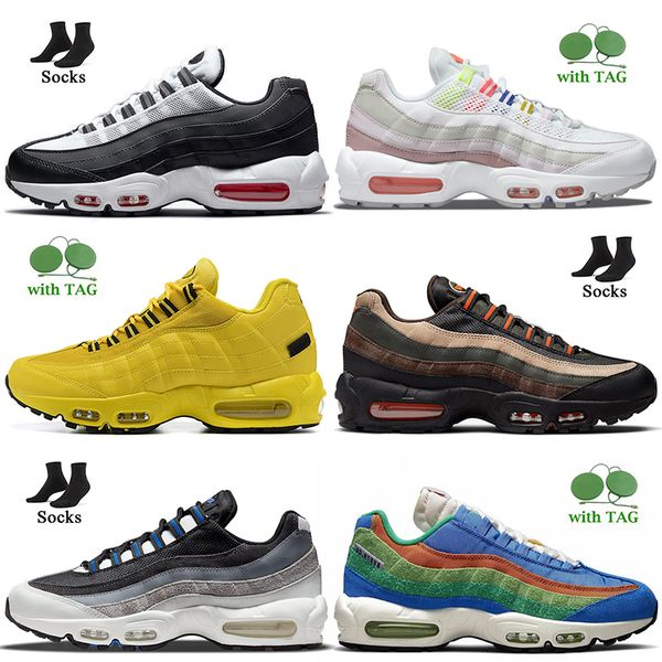 

2022 95 women mens running shoes fashion 95s cushion sneakers triple black white multi bordeaux dark army iron grey speed lacing og trainers, White;red