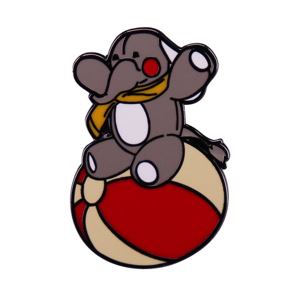 

cartoon baby elephant ball enamel pin puppet toy brooch badge, Blue
