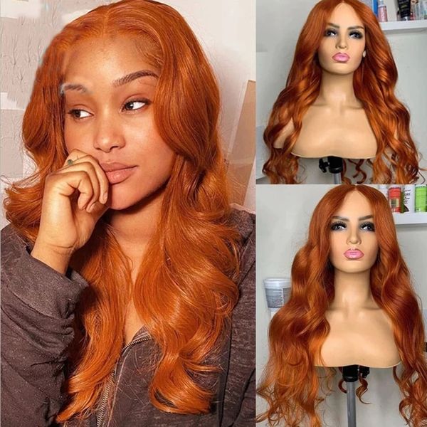 

26 inch long ginger orange lace front wig preplucked soft body wave lace frontal wigs with babyhair heat resistant daily/cosplay white blue, Black