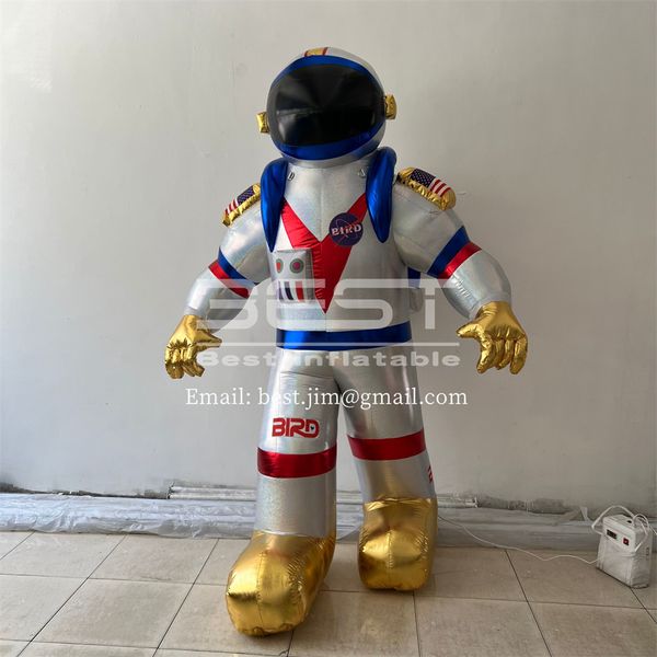 Astronauta inflável astronauta de prata com soprador para boates ou decoração de festa de partida musical Festival de música