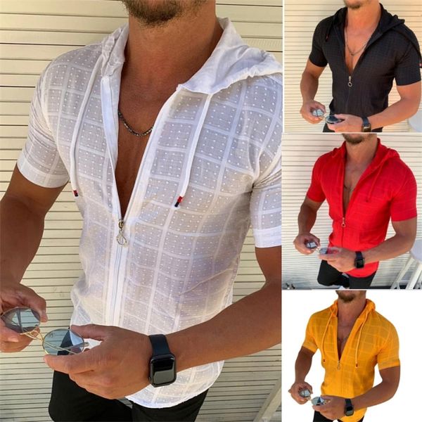 

casual shirt men autumn mens hooded long sleeves shirt formal dress shirts zipper cardigan hip hop shirt men 220706, White;black