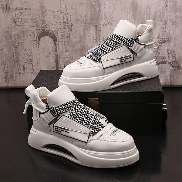 Britische Designer kleiden Oxford-Business-Schuhe High-Top-coole Street-Schnür-Casal-Sneakers bequeme rutschfeste runde Zehen-Luftpolster-Business-Wanderstiefel N77