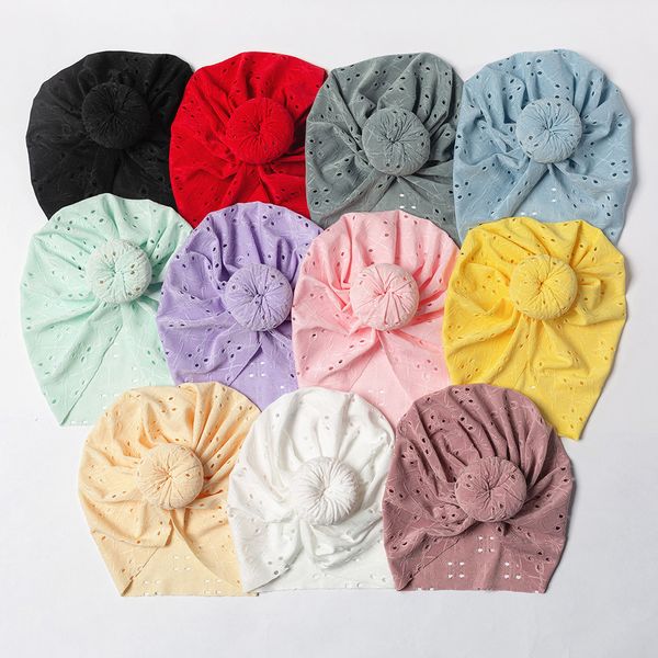 Baby Spitze Stickerei Turban Baby Mädchen Indianermütze Baby Bandanas Donuts Turban Kleinkind Beanie Caps Kinder Haarschmuck