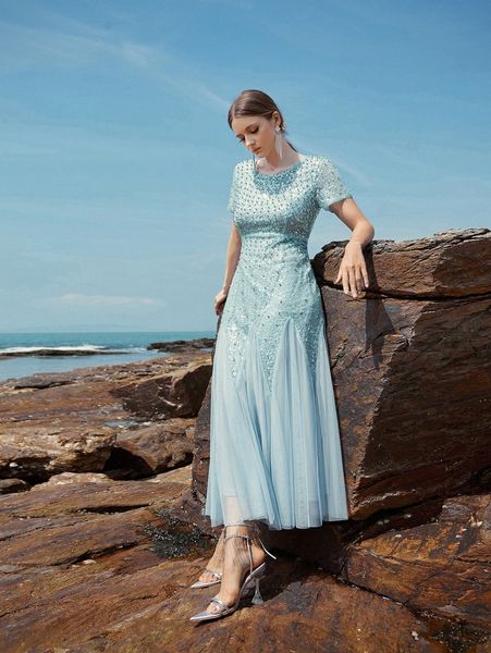 

contrast sequin beaded front dress p5ph#, Black;gray