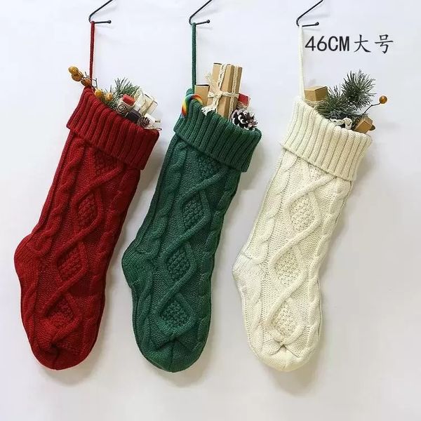 Персонализированные высококачественные вязаные рождественские подарочные пакеты вязаные украшения рождественские вкладки крупные декоративные носки C0602G09