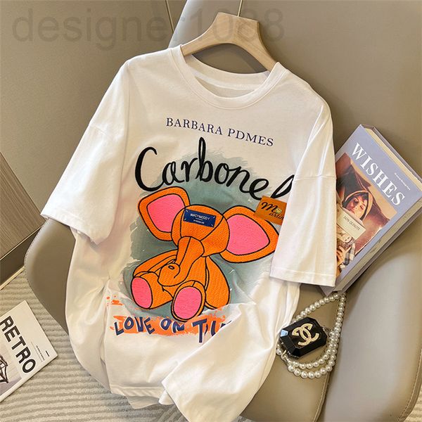 

women's t-shirt designer summer cartoon blessing bag t high version round neck pullover design sense printing casual versatile short sl, White
