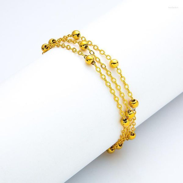 Gliederkette Damen Armband Handgelenk Perlen Gelbgold gefüllt Ziemlich einfacher Stil Mädchen Dame Schmuck Geschenk Kent22