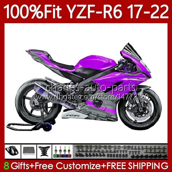 Carene iniezione viola chiaro per YAMAHA YZF600 YZF R6 R 6 600 CC YZFR6 17 18 19 2020 2021 2022 Corpo 119No.206 YZF-R6 2017-2022 YZF-600 2017 2018 2019 20 21 22 Carrozzeria OEM