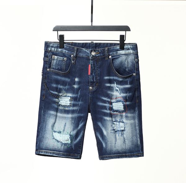 

men short jeans summer fashion casual hip hop men's denim shorts, Blue