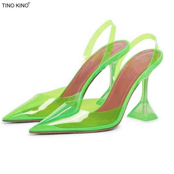 Zapatos de vestir Sandalias de mujer Transparentes Tacones altos finos Punta estrecha Bombas femeninas Fiesta de verano Baile de mujer Jelly Slip on Fashion 2022 220507
