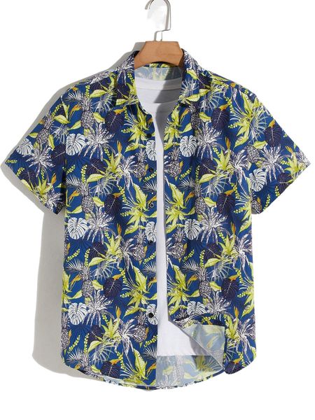 

men tropical print shirt without tee 04zx#, White;black