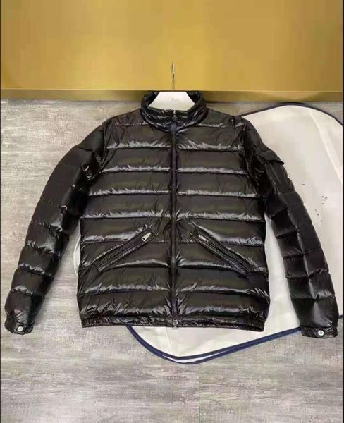 

men stand collar down coat waterproof double zippers soft warm parkas down jacket black and green size s-xxl