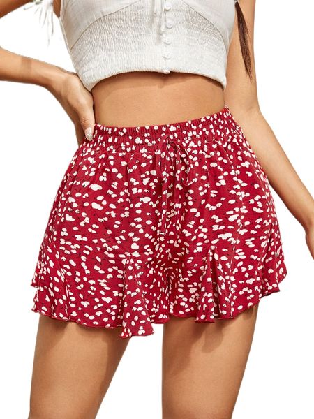 

petite ditsy floral tie waist shorts r9jr#, White;black