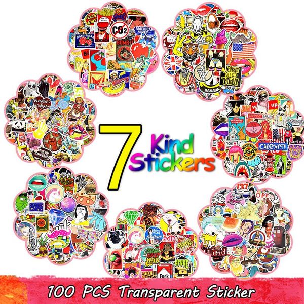 

100pcs random graffiti anime rock retro funny stickers adolescent child vi183d