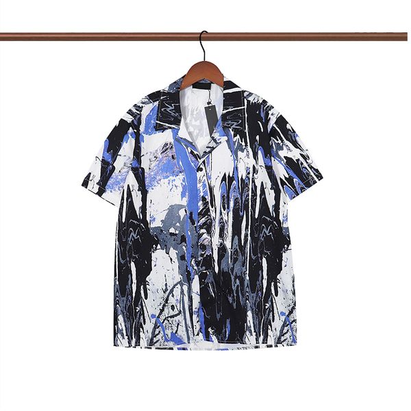 

22ss luxury designer shirts men's fashion beach view bowling tshirt hawaii floral casual silk shirts men slim fit short sleeve dress sh, White;black
