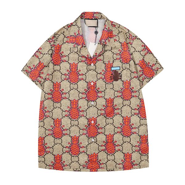 

men's polos fashion hawaii floral letter print beach bowling casual shirts men summer dress shirt{category}, White;black