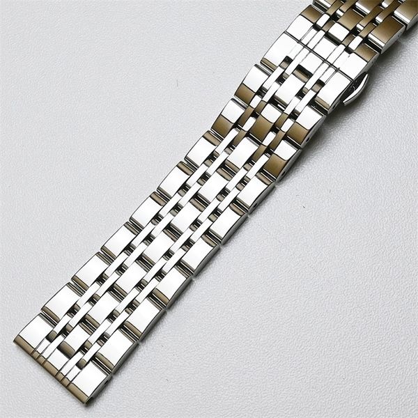 Banda de cinta de relógio de aço inoxidável 12mm 16mm 18mm 19mm 20mm 22mm 24mm 7 Breads watchband Bracelet para homens relógios mecânicos quartzo 220622