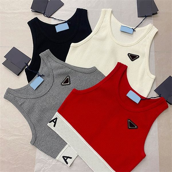 

women's vests fashion color blocking letter embroidery sleeveless navel exposed suspender vest 22 summer sports leisure women sp54, Black;white