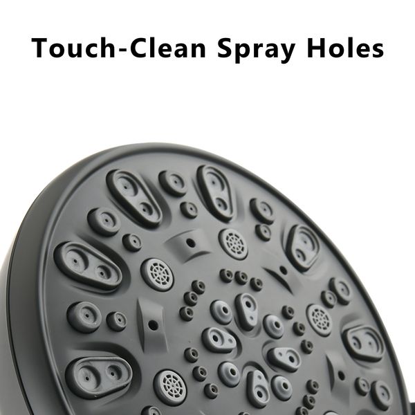 

matte black high pressure 6-setting 4 shower head - angle adjustable clog-proof