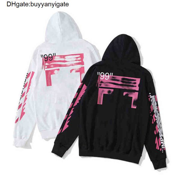 

fashion classic offs mens hoodies loose sweatshirts zipper hoodie cotton pullover long sleeved back oil paint arrow x men women 8u68, Black