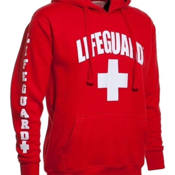 

3 side print lifeguard man hoodie sweatshirt red life guard new s2xl t200102, Black