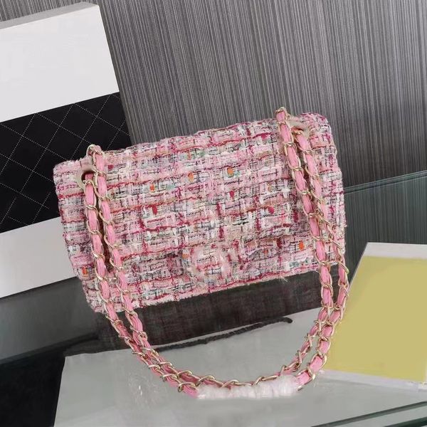 

womens classic double flap bag tweed quilted gold diamond check chain handheld crossbody shoulder bag luxury designer totes outdoor sacoche