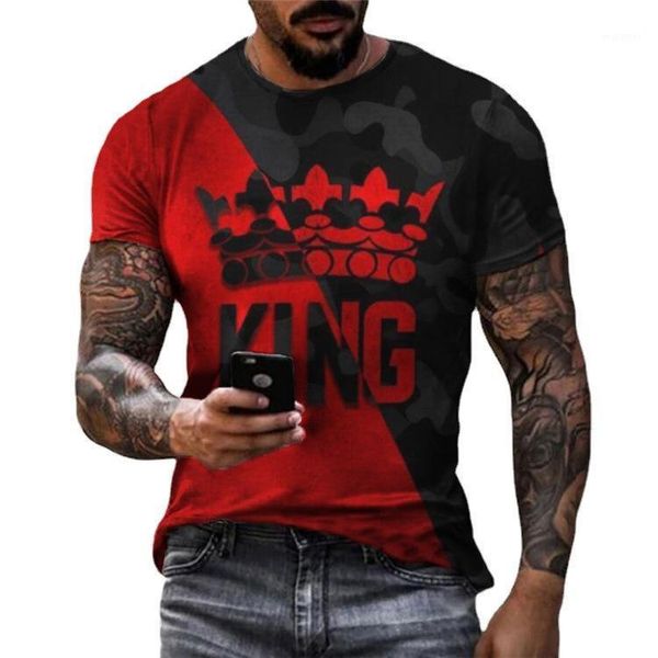 Erkek t-shirt kral taç üst tees iki renk dikiş erkekler 3d baskı gömlek moda yetenek için bir zorunluluktur