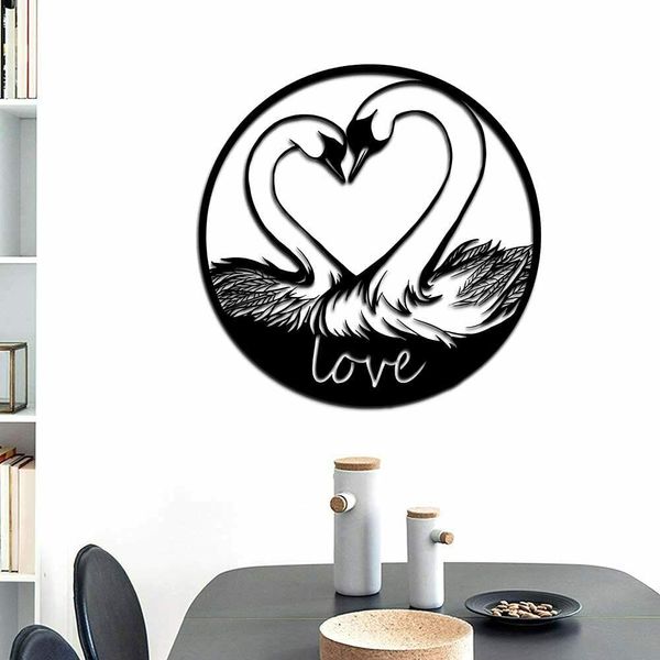 Love Wall Art Cigno romantico Decorazione Decorazione da parete in metallo tagliato a laser 22