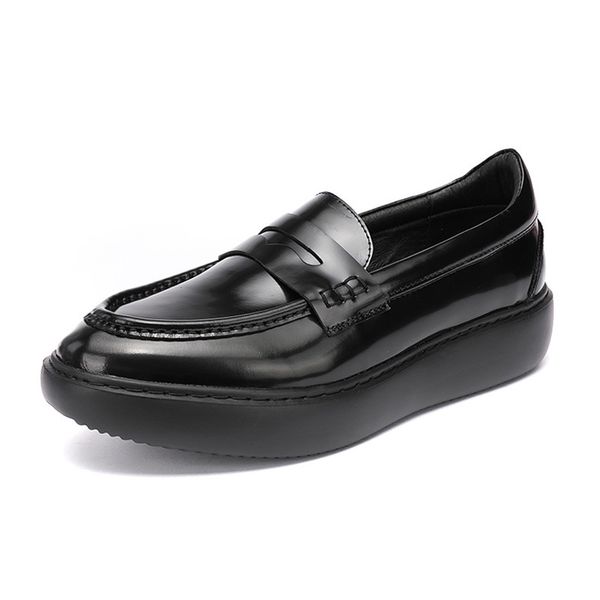 

handmade cow leather mens loafers platform shoes fashion white black slip on gentlemen driving boats