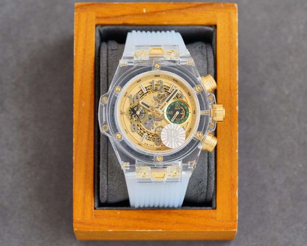 

men's watch zy factory 45mm 7750 movement rubber strap sapphire glass mirror fold buckle, Slivery;brown