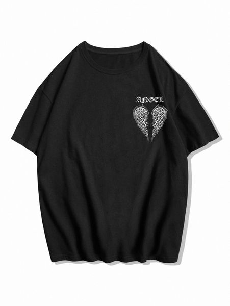 

romwe guys wings letter graphic tee b3ut#, White;black