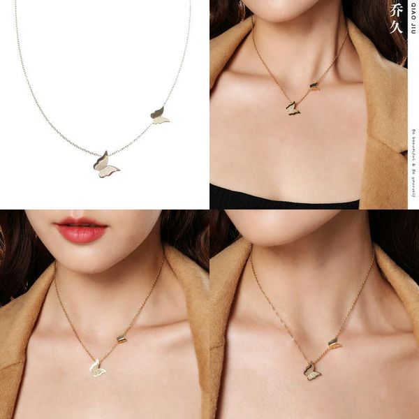 

highly quality wedding lovers gift jewelry pendant necklaces titanium steel does not fall color butterfly necklace female clavicle ch jllcvb, Silver