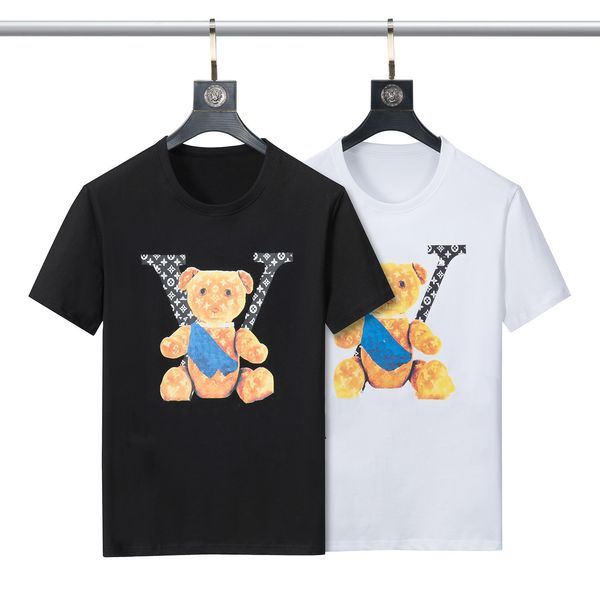 

22ss men's t-shirt designer brand casual tee sports animal letters printed pattern summer street loose short sleeve s21, White;black
