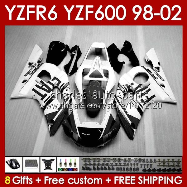 Рамка тела для Yamaha YZF-600 YZF R6 R 6 600CC YZFR6 1998 1999 00 01 02 Bodywork 145NO.206 YZF 600 CC Cowling YZF-R6 98-02 YZF600 98 99 2000 2001 2002 Обтекающий комплект серый белый