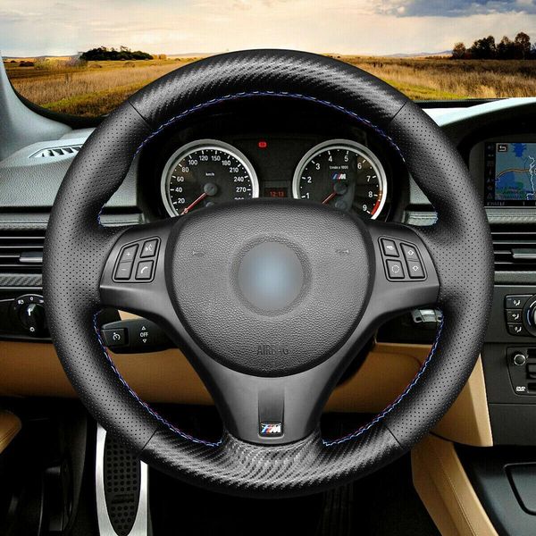 

durable pu carbon fiber leather car steering wheel cover for bmw m3 e90 e91 e92