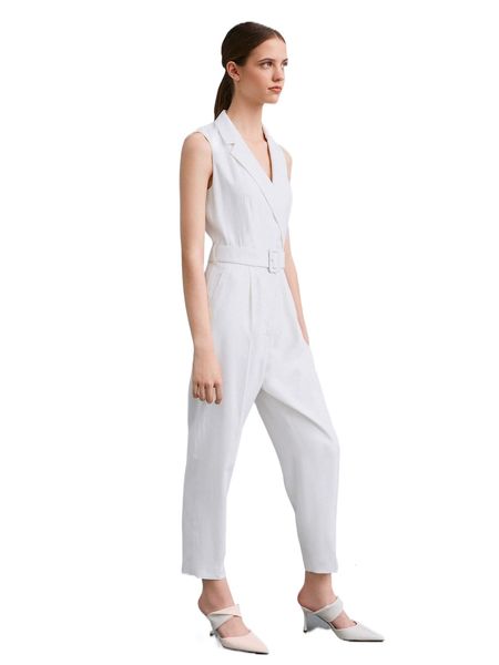 

motf premium viscose blazer belted jumpsuit c6nl#, Black;white