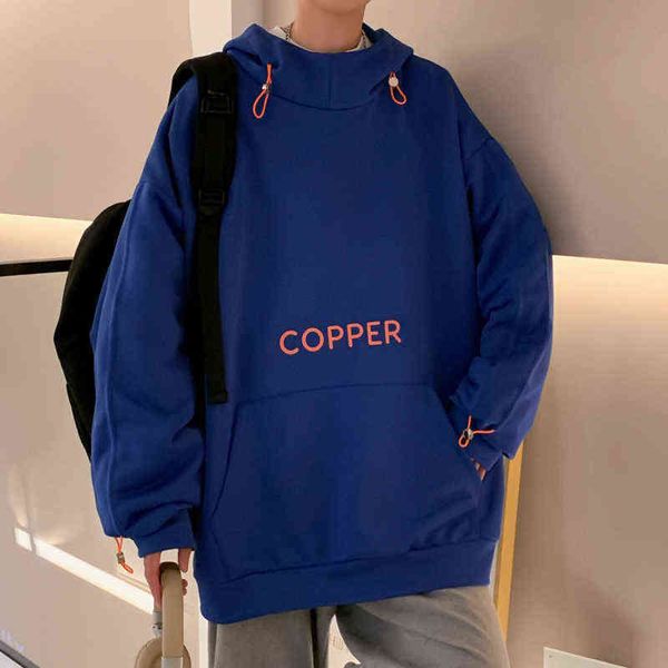 

hooded sports sweatshirt mens oversize loose print hiphop men's clothes casual spring autumn long sleeve pullover plus size t220726, Black