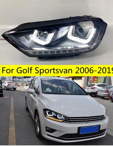 

car styling headlamp assembly for vw golf sportsvan 2006-20 19 headlight led daytime running lights tuning accessories