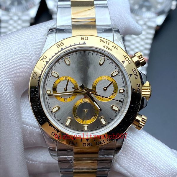 

classic series men's wristwatches grey dial 401mm two tone gold stainless steel bracelet 2813 movement 116503 no chronograph automatic, Slivery;brown
