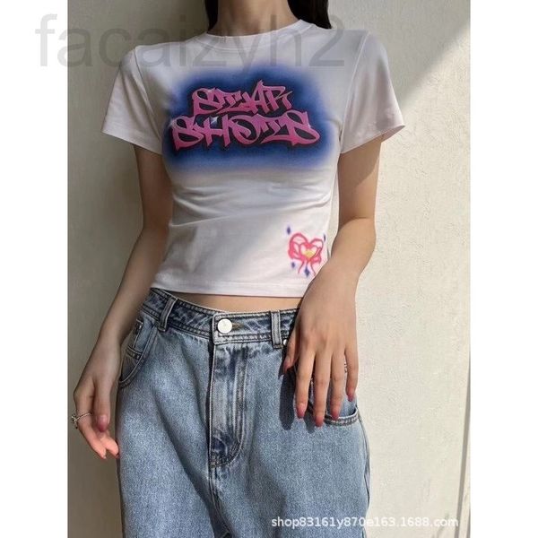 

women's t-shirt designer chao brand 22ss spring and summer new spice girls must have color contrast letters on the chest, white ink pri