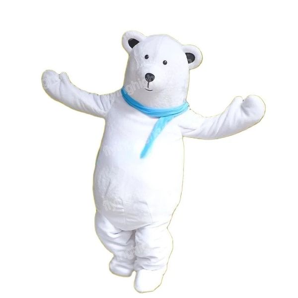 Costume della mascotte dell'orso bianco di Hallowee Cartone animato di alta qualità Orso polare Personaggio a tema anime Carnevale Abito unisex per adulti Festa di compleanno di Natale Vestito da esterno