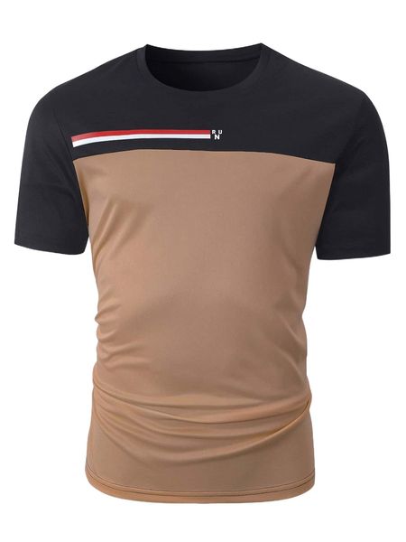 

men letter & striped print tee 50wi#, White;black