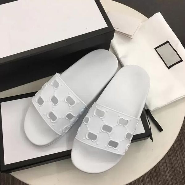 

designer mens slipper rubber slide casual rubber slide sandal quality fashion anti slip women slippers summer flip flops slipper with box si, Black