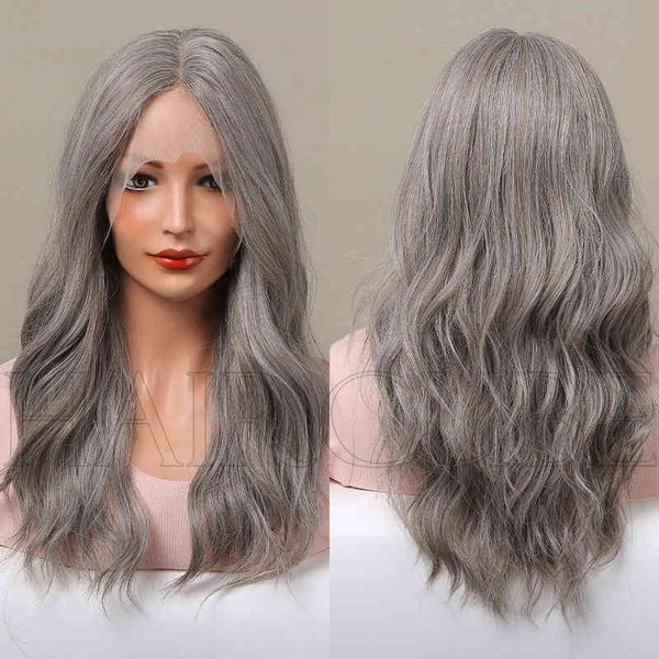 

nxy wigs new front lace grey small t medium split curly full set wigs 220530, Black