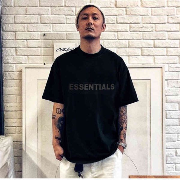 

ess fashion letter round neck cotton sleeve cover loose men's and women's short sleeves high-quality trendy t-shirts, Black