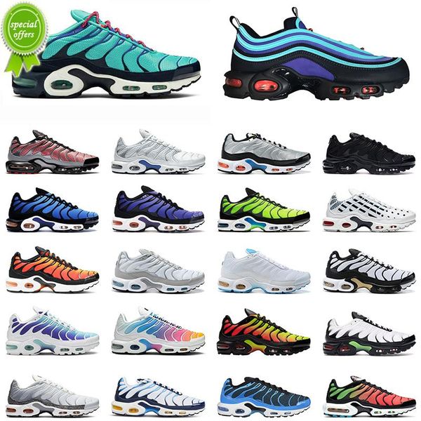 

2022 discover tn plus mens running shoes triple white black multi hyper blue men women trainer sports sneakers size 36 -45