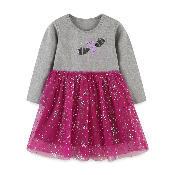 

girl's dresses jumping meters 2022 girls long sleeve princess tutu animals applique children's autumn winter clothes wedding, Red;yellow
