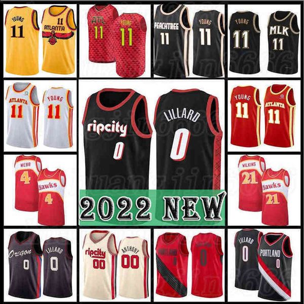 

damian 0 lillard trae 11 young 4 spud webb mens jerseys basketball jersey city, Black;red