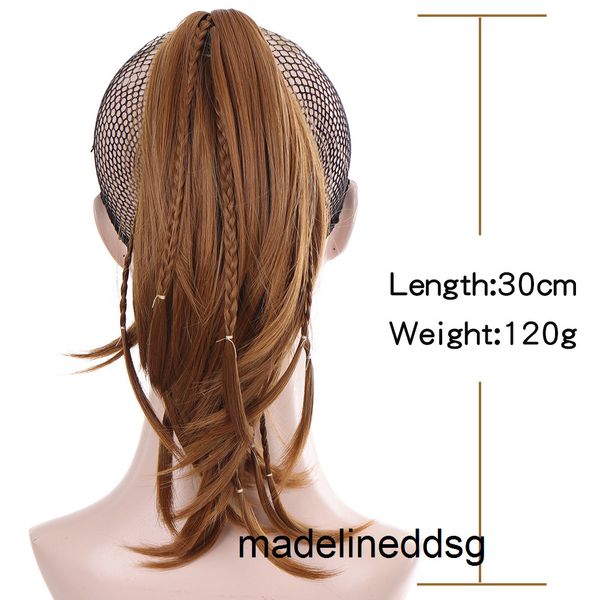 

wig pontail female claw clip ponytail braid invisible highte mperature silk simulation hair silk soft hair n3ir, Black