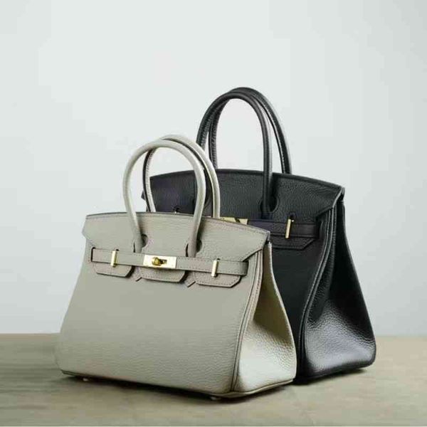 

designer luxury birkinss handbags imported first layer cowhide 2022 autumn and winter high-capacity litchi pattern platinum women's bag